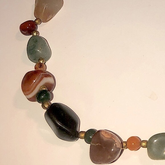 VTG Mixed Gemstone Agate Necklace 23” - Picture 2 of 4